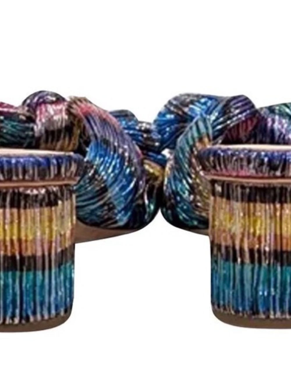 Loeffler Randall Penny Metallic Rainbow Pleated Knot Mule Heels Size 6.5 - Picture 4 of 4